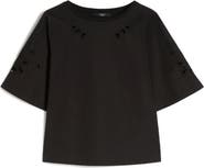 Weekend Max Mara Targa Eyelet Cotton Poplin & Jersey Crop Top