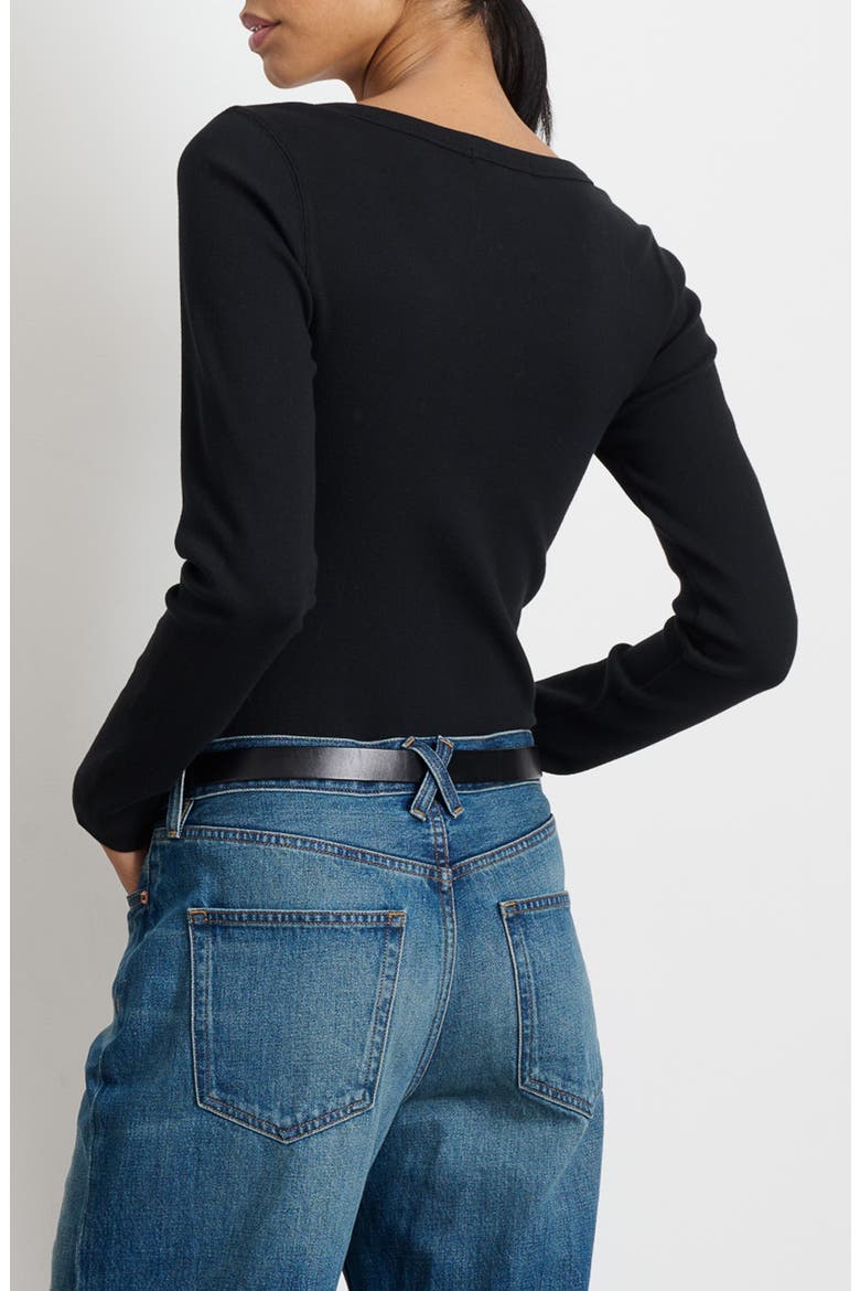 Everyday Long Sleeve Rib Henley, Alternate, color, BLACK