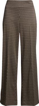 Anne Klein Chevron High Waist Pull-On Wide Leg Pants