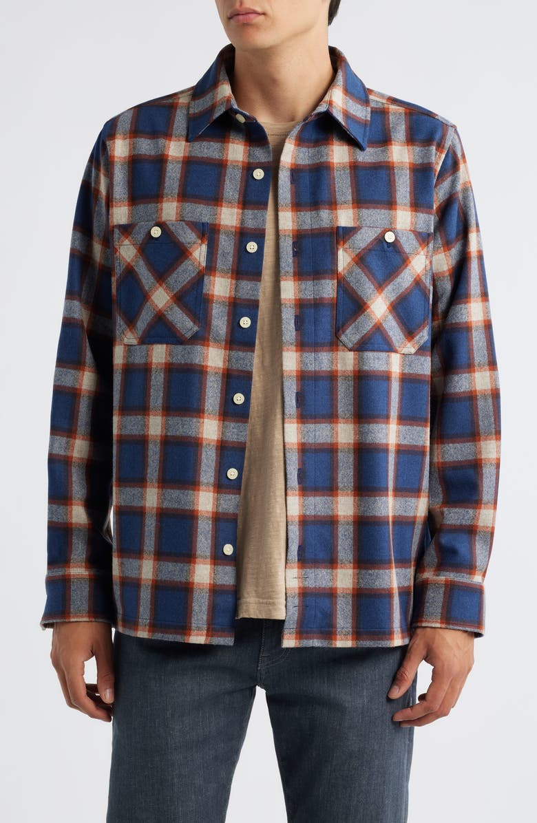 Pendleton Umatilla Wool Button-Up Work Shirt, Main, color, Navy/ Copper Plaid
