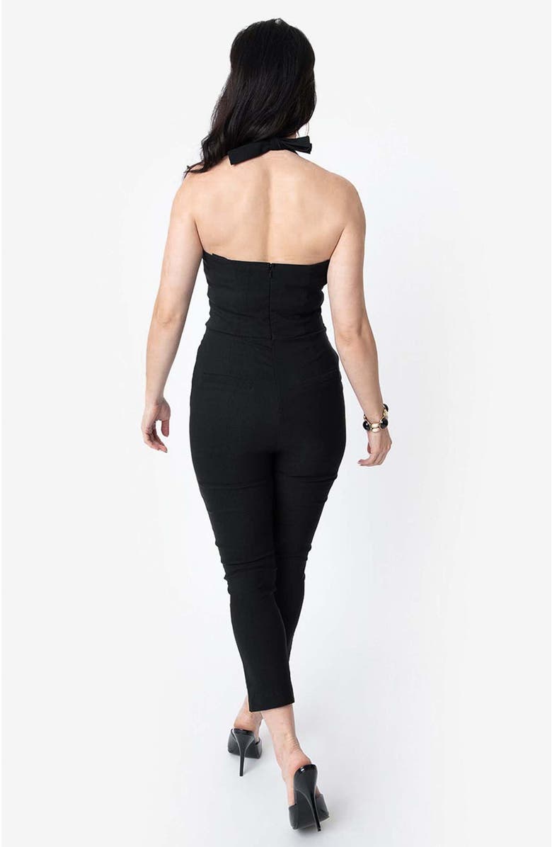 Unique Vintage Sweetheart Halter Marcel Jumpsuit, Alternate, color, Black