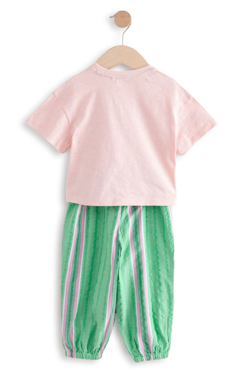 NEXT Kids' Cherry Good Vibes Cotton Graphic T-Shirt & Pants Set, Alternate, color, Green