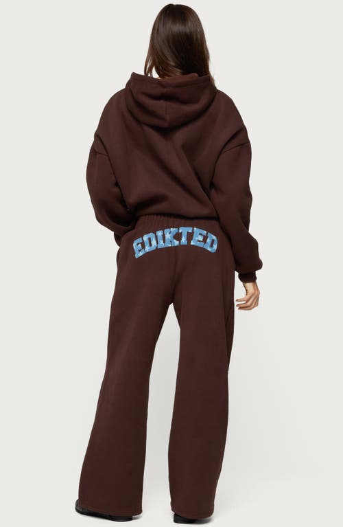 Edikted Really Logo Graphic Hoodie In Brown