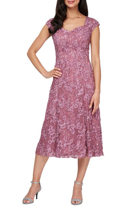 Embellished Floral Soutache Lace Cocktail Dress