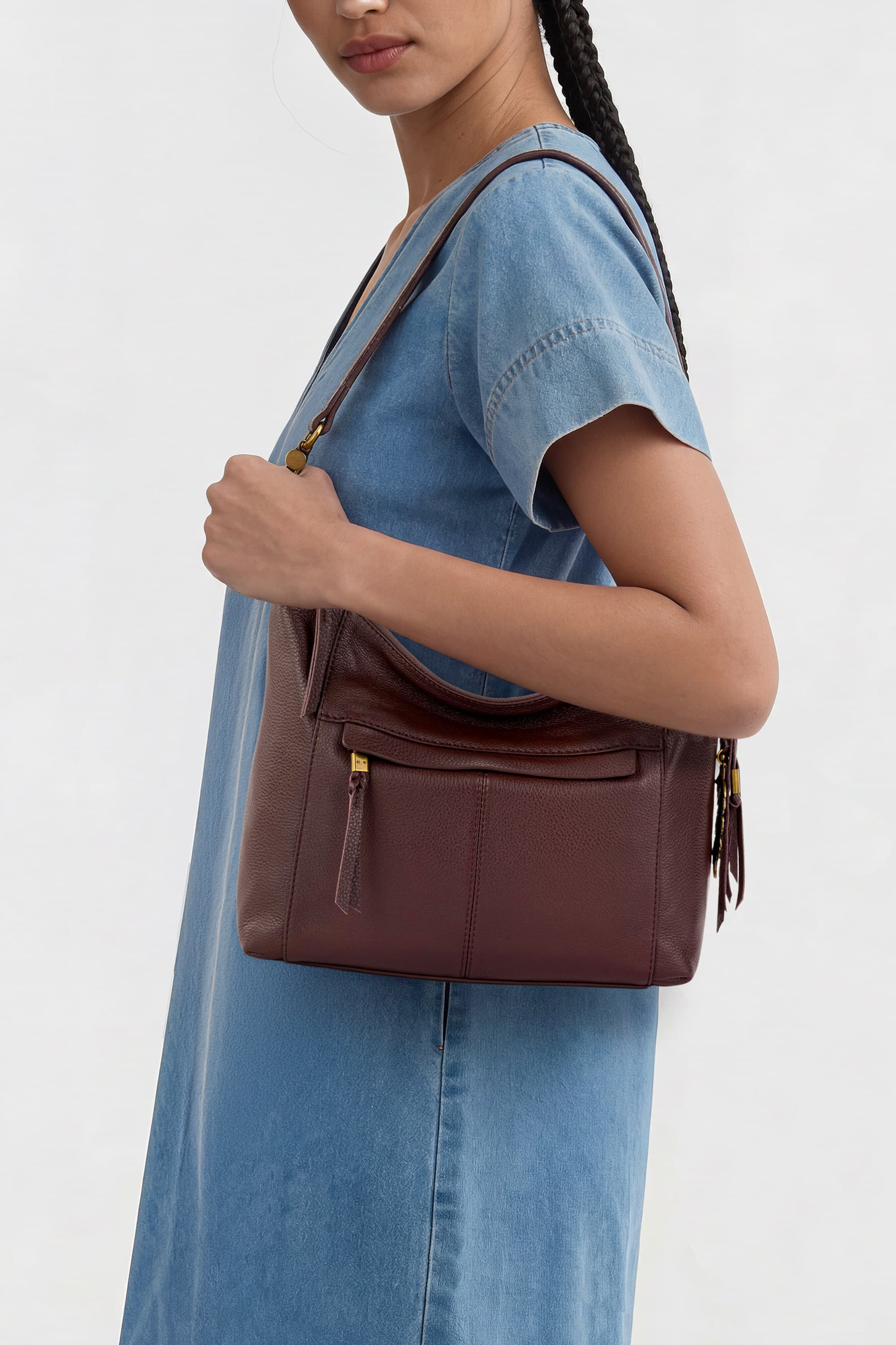 Alameda Leather Hobo, Main, color, Mahogany
