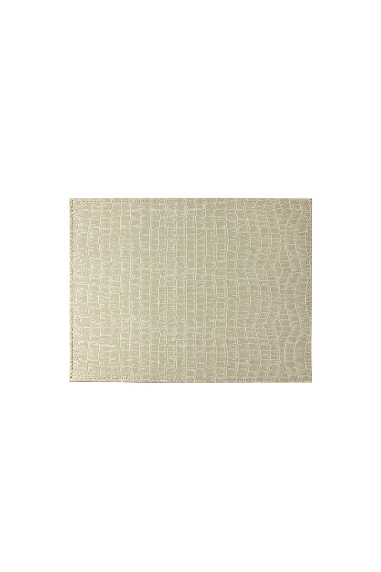 Davanti by  Crocodile Placemats Set of 6, Rectangular 16.5 x 12.5 Inch Indoor Outdoor Table Placemats, Main, color, Beige