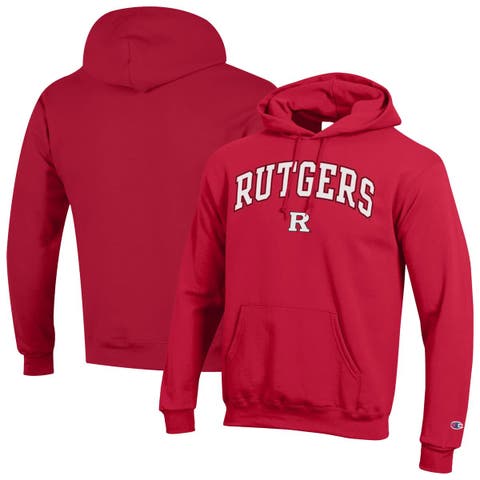 Men's Champion  Scarlet Rutgers Scarlet Knights Arched Logo Fleece Pullover Hoodie