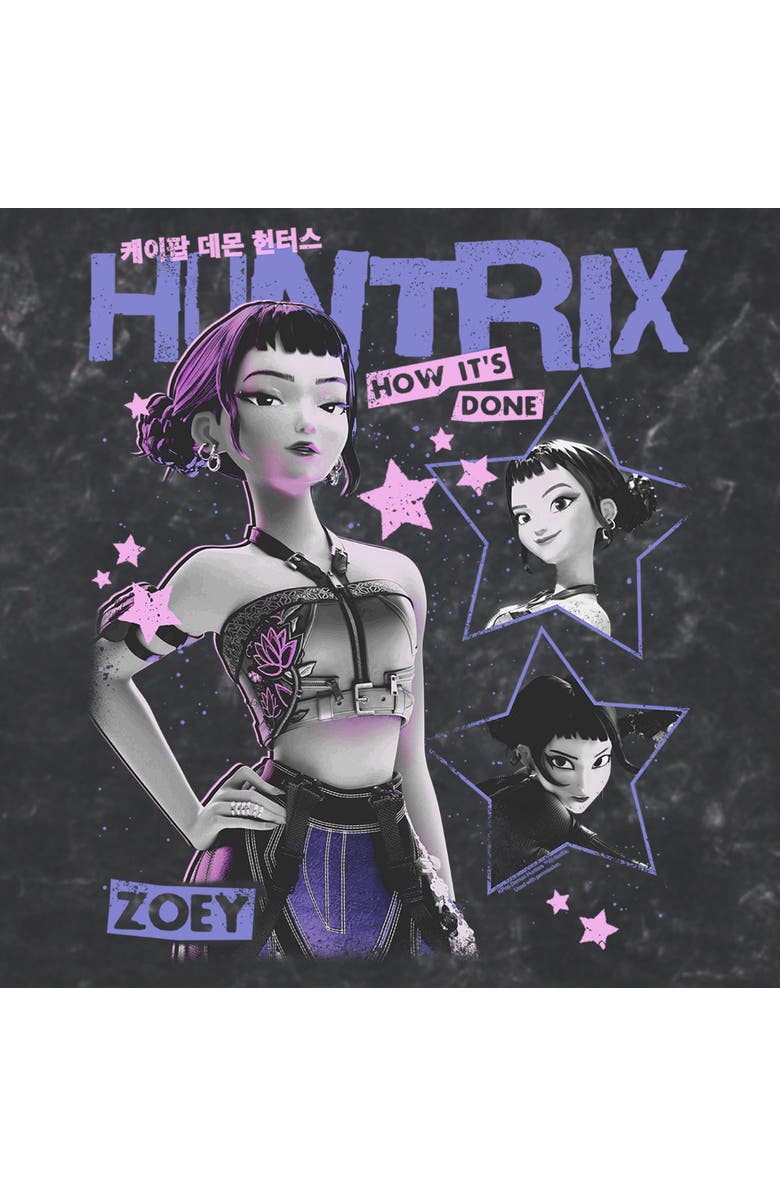 KPop Demon Hunters Men's KPop Demon Hunters Pop Star Huntrix Zoey Graphic T-Shirt, Alternate, color, Black