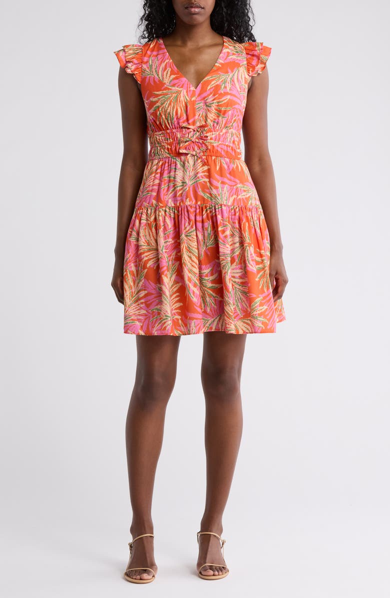 Vince Camuto Cap Sleeve Tiered Fit & Flare Dress, Main, color, 