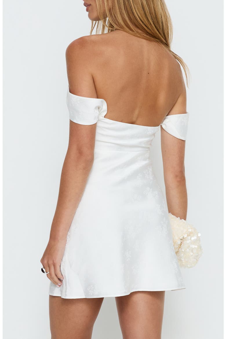 Zabbarra Off the Shoulder Satin Cocktail Minidress, Alternate, color, WHITE
