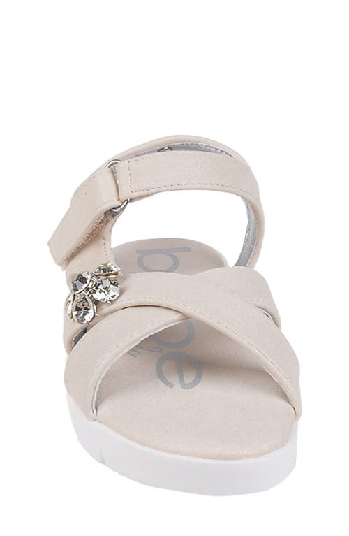Bebe Little Girls Sporty With Flower Gem Accent Sandals In Tan