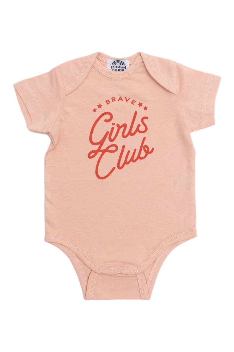 Brave Girls Club Organic Cotton Bodysuit, Main, color, PEACH