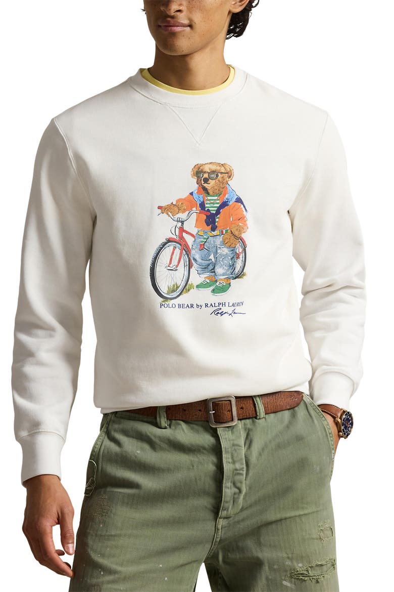 Polo Bear Fleece Graphic Sweatshirt, Main, color, WHITE- SUMMER BEAR