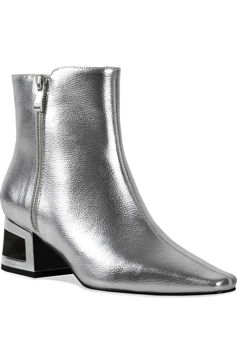 NINETY UNION Metallic Square Heel Bootie, Main, color, Silver