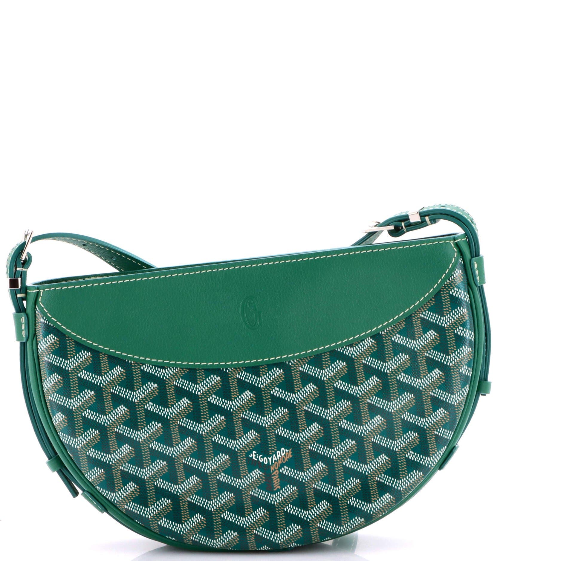 Hirondelle Shoulder Bag Coated Canvas and Leather, Main, color, Green