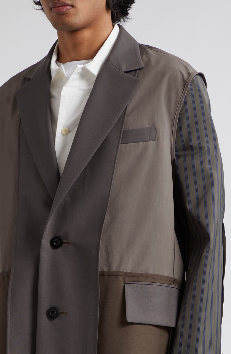 Sacai Colorblock & Stripe Suiting Coat, Alternate, color, 