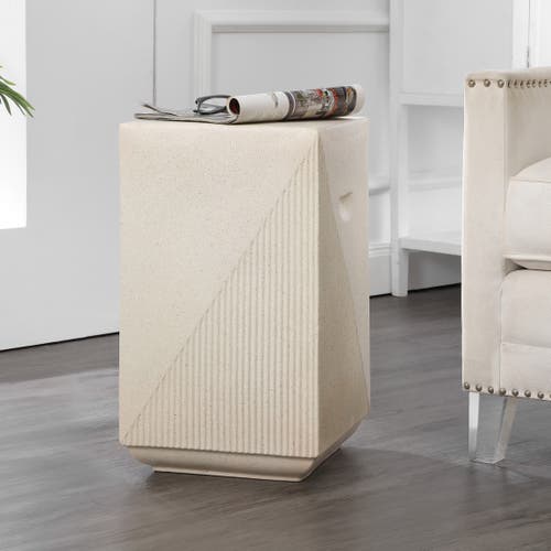 Jonathan Y Adrian 20.75" Contemporary Minimalist Square Accent Table, Cream Terrazzo Finish In Cream Terrazzo