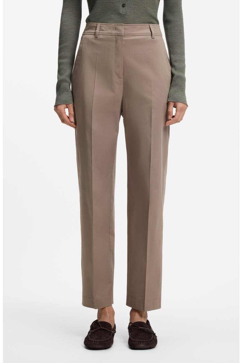 Tecarino Stretch Cotton Ankle Career Pants, Main, color, WALNUT