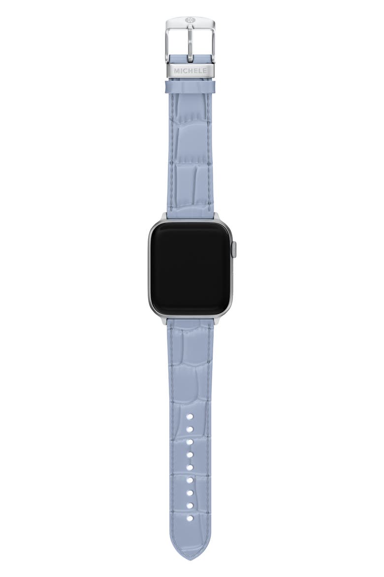 Blue 20mm Croc Embossed Leather Apple Watch® & Samsung Galaxy Watch® Watchband, Alternate, color, BLUE