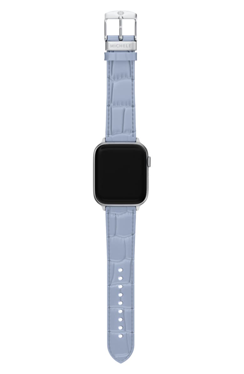 MICHELE Blue 20mm Croc Embossed Leather Apple Watch<sup>®</sup> & Samsung Galaxy Watch<sup>®</sup> Watchband, Alternate, color, Blue
