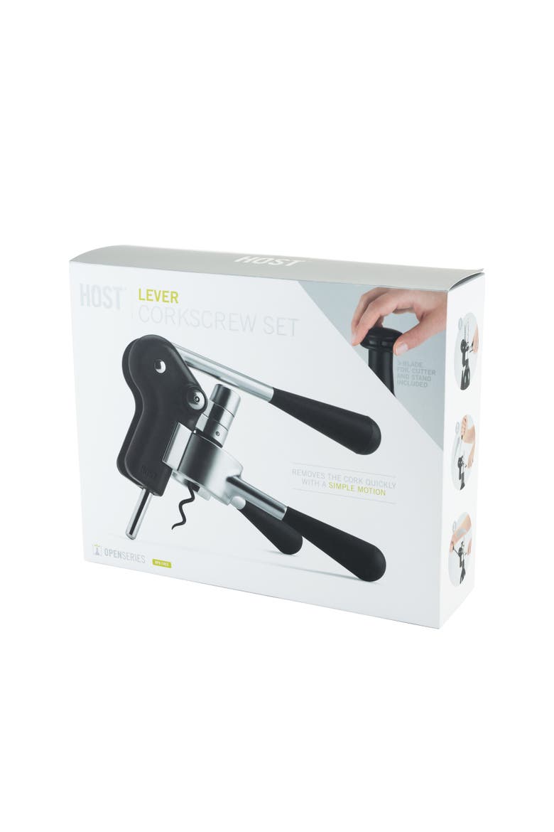 Lever Corkscrew Set, Alternate, color, Black