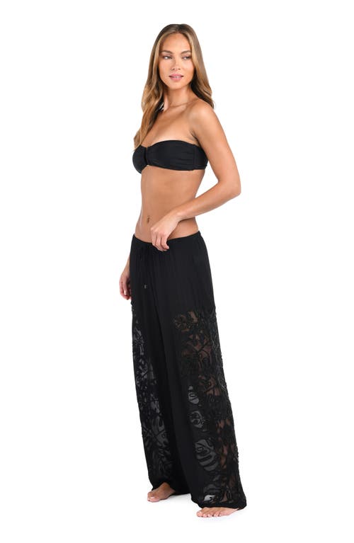 L Agence L'agence Geraldine Monstera Cover-up Wide Leg Pants In Black