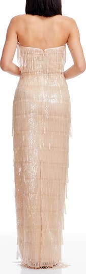 Tanya Sequin Fringe Strapless Dress
