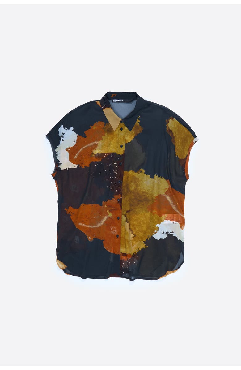 Bimba y Lola Blot Shirt With Flowing Sleeves, Alternate, color, Blot Xl Black