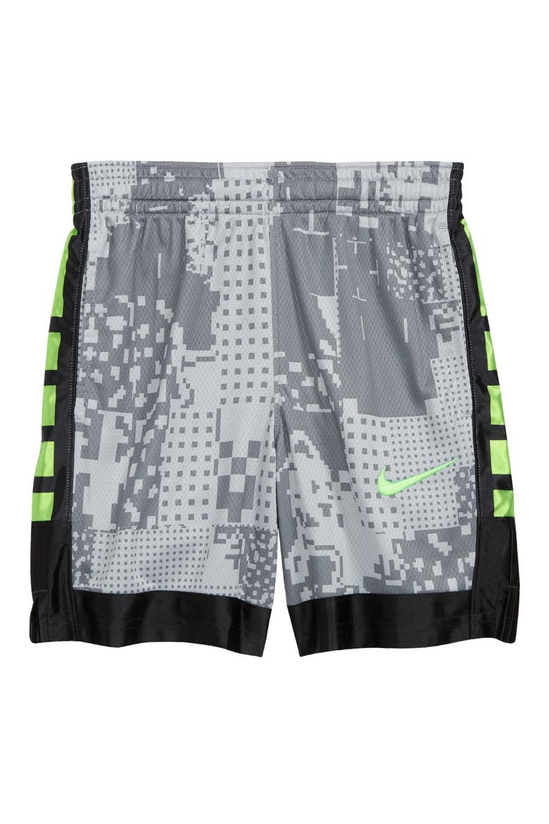 Kids' Dri-FIT Elite Super Digital Camo Athletic Shorts, Main, color, SMOKE GREY/BLACK/GREEN STRIKE