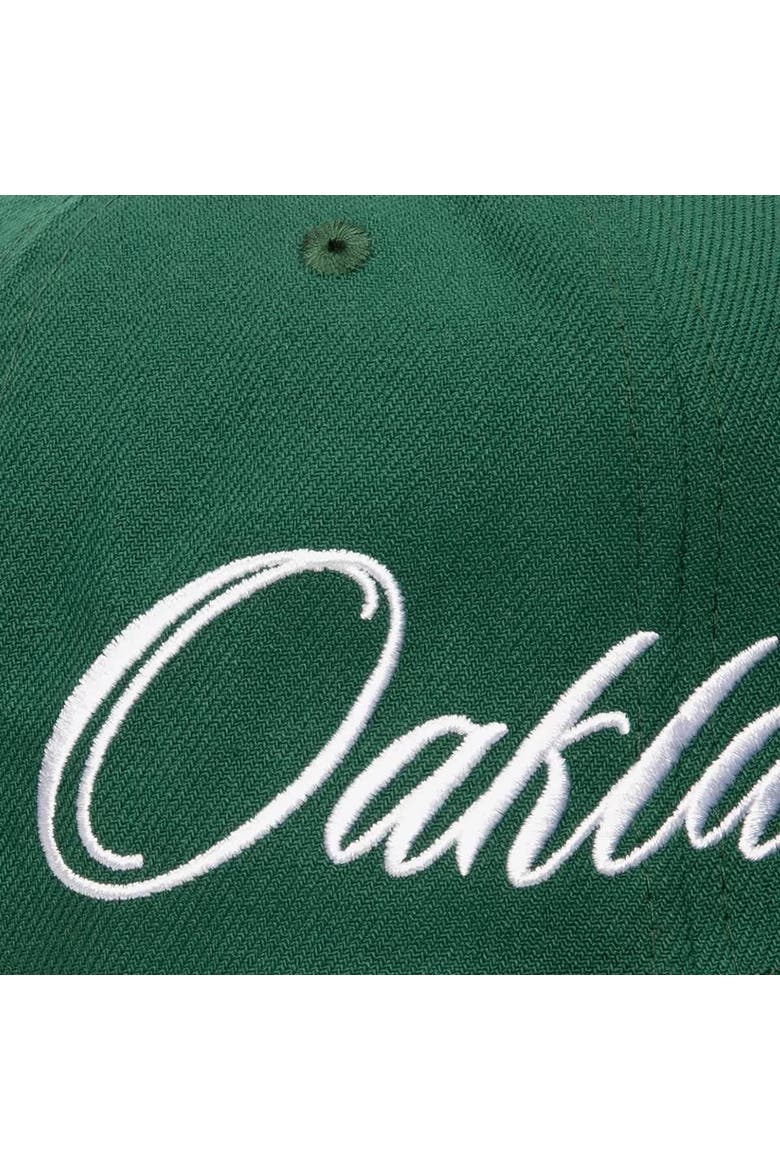 Men's Mitchell & Ness Green Oakland Athletics Just Don x MLB Lux Script Snapback Hat, Alternate, color, Green