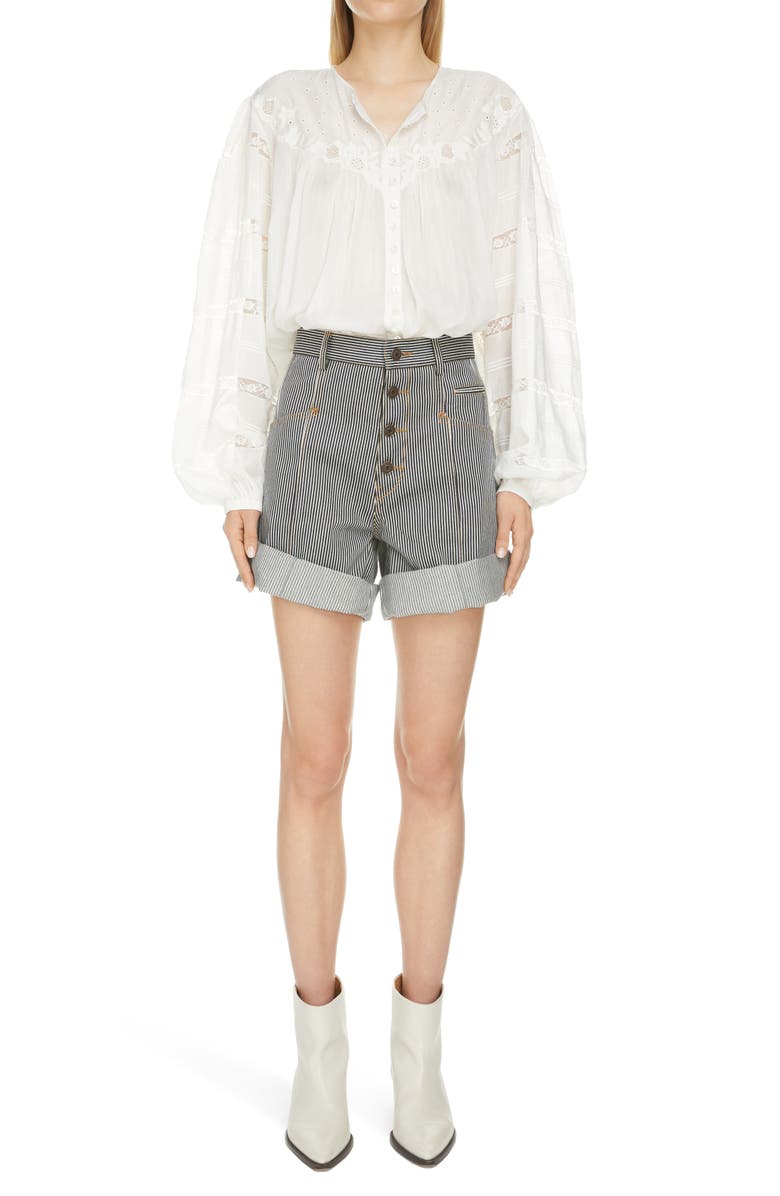 Isabel Marant Gregoria Cotton & Silk Voile Blouse, Alternate, color,