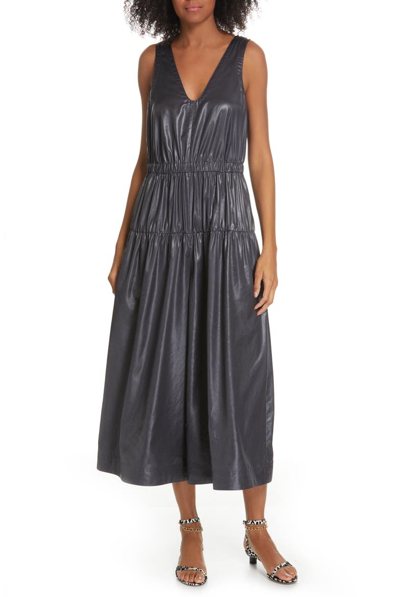 Liquid Drape Tiered Jumpsuit, Main, color, PEARL BLACK