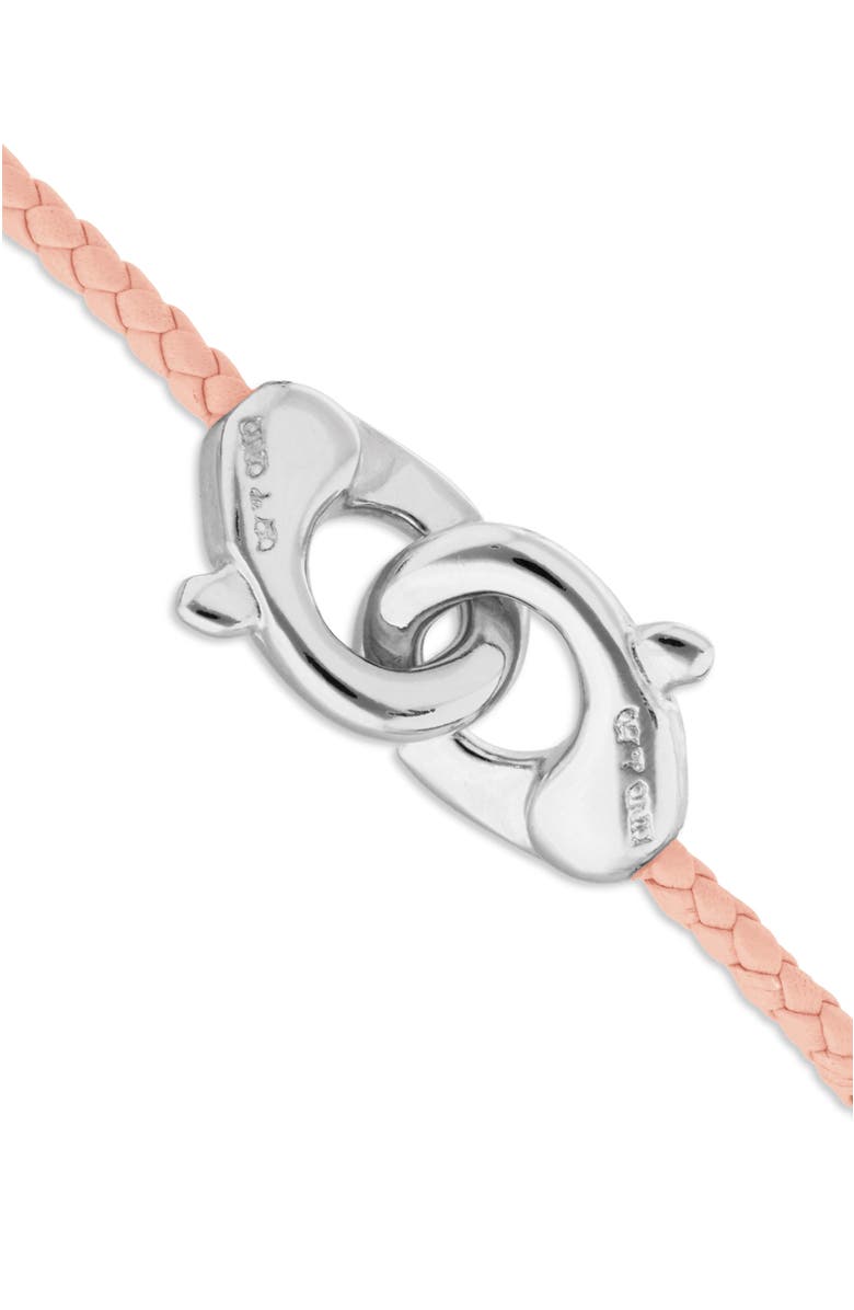 UNODE50 Pink leather strap with sterling silver-plated interlocking carabiner detail, Alternate, color, Silver