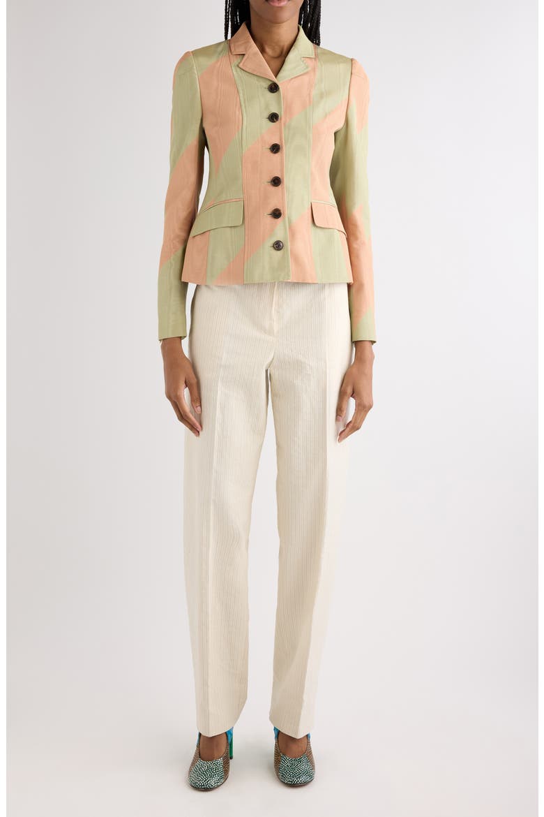 Belia Broken Stripe Moiré Jacket, Alternate, color, PISTACHE