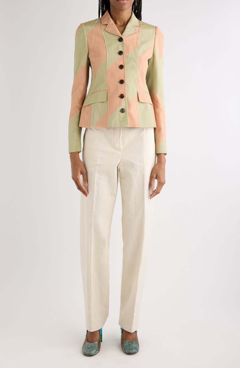 Dries Van Noten Belia Broken Stripe Moiré Jacket, Alternate, color, Pistache