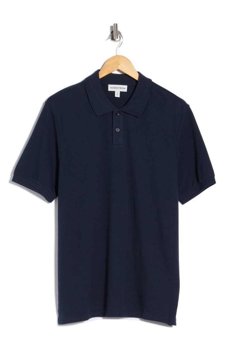 Cotton Blend Piqué Knit Polo, Alternate, color, NAVY SAPPHIRE