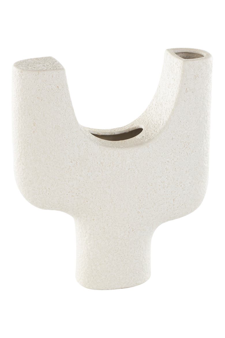 Geometric Ceramic Vase, Main, color, WHITE