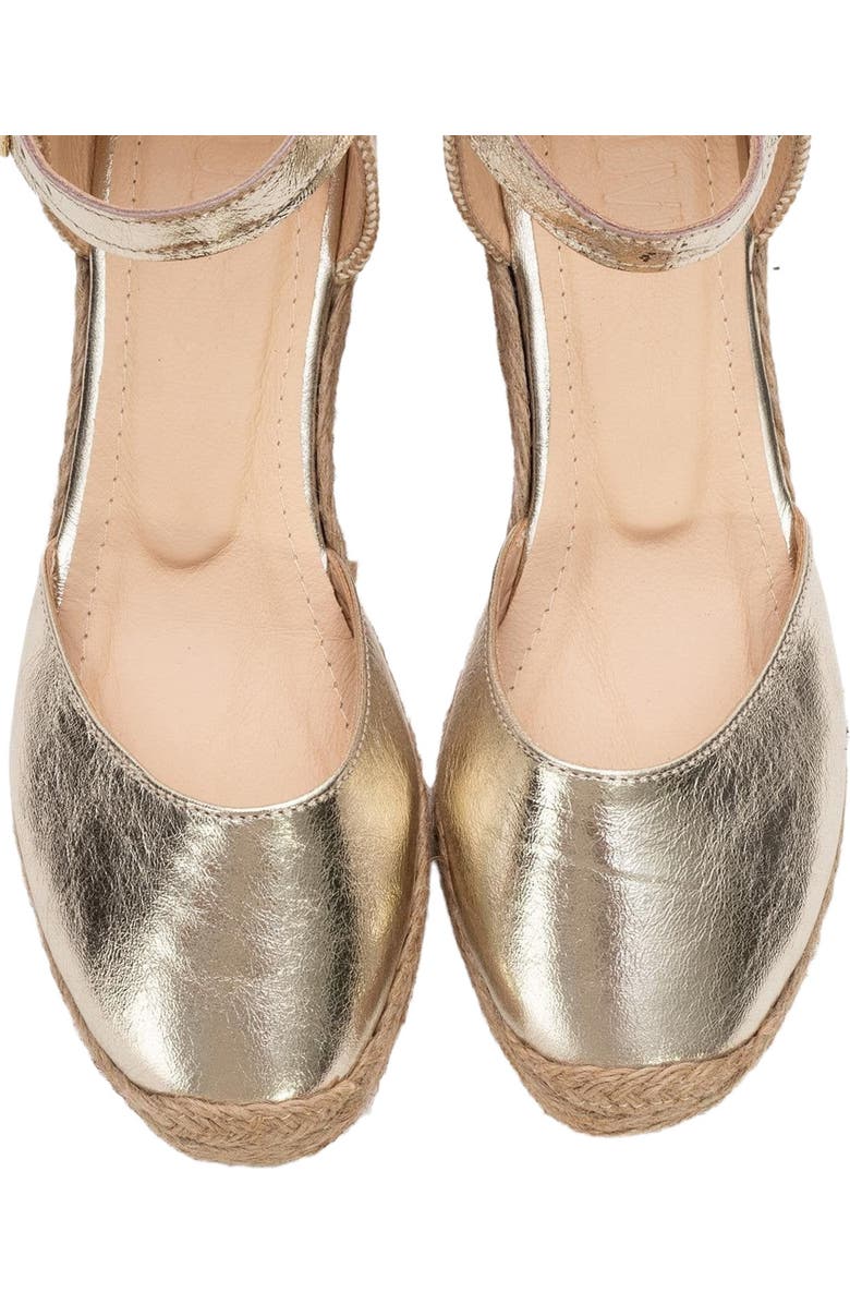 Forever & Always Shoes Aldea Leather Platform Espadrille, Alternate, color, Gold Leather