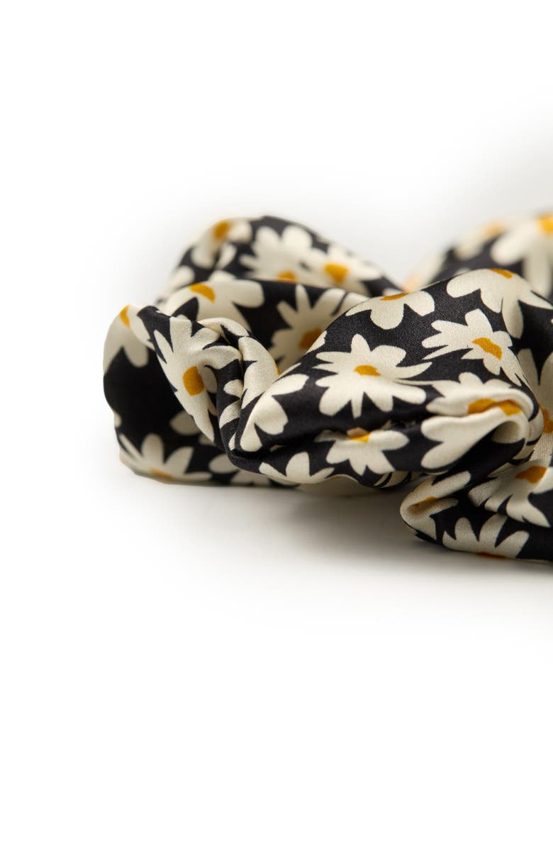 OLAH Daisy Silk Scrunchie, Alternate, color, Black