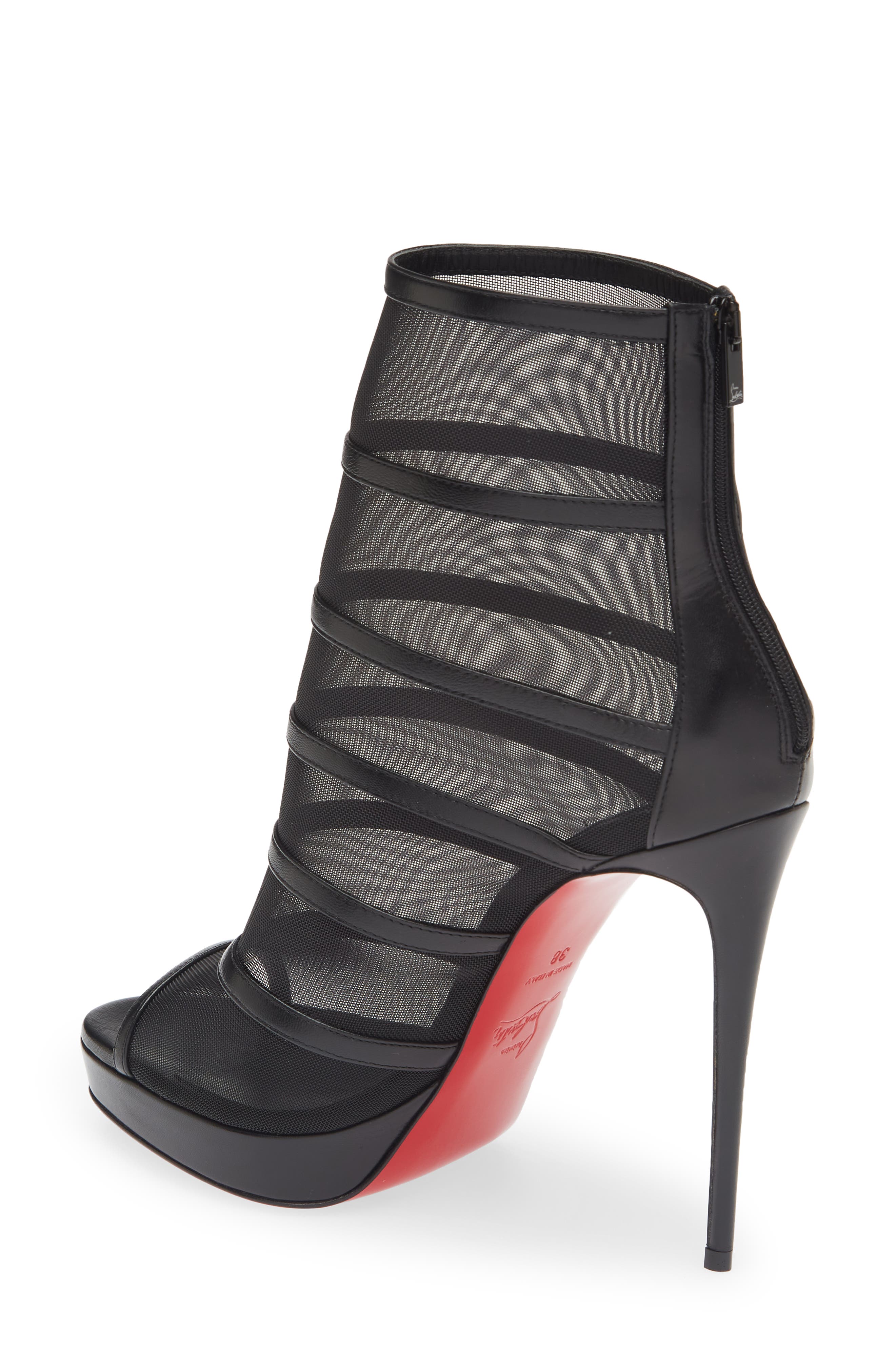 Christian Louboutin Doux Voile Mesh Peep Toe Bootie, Alternate, color, 