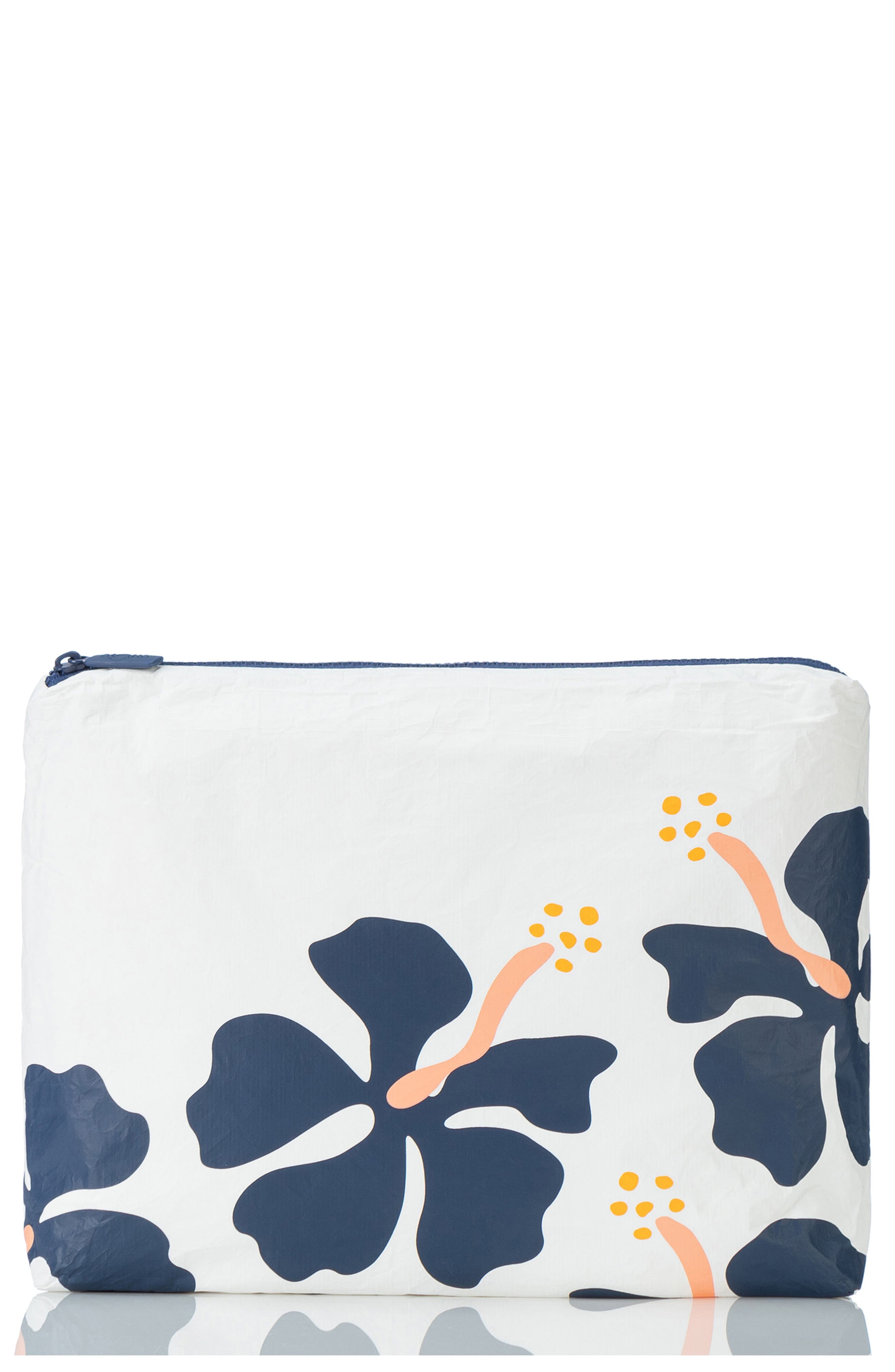 Aloha Collection Medium Water Resistant Tyvek<sup>®</sup> Zip Pouch, Main, color, Navy
