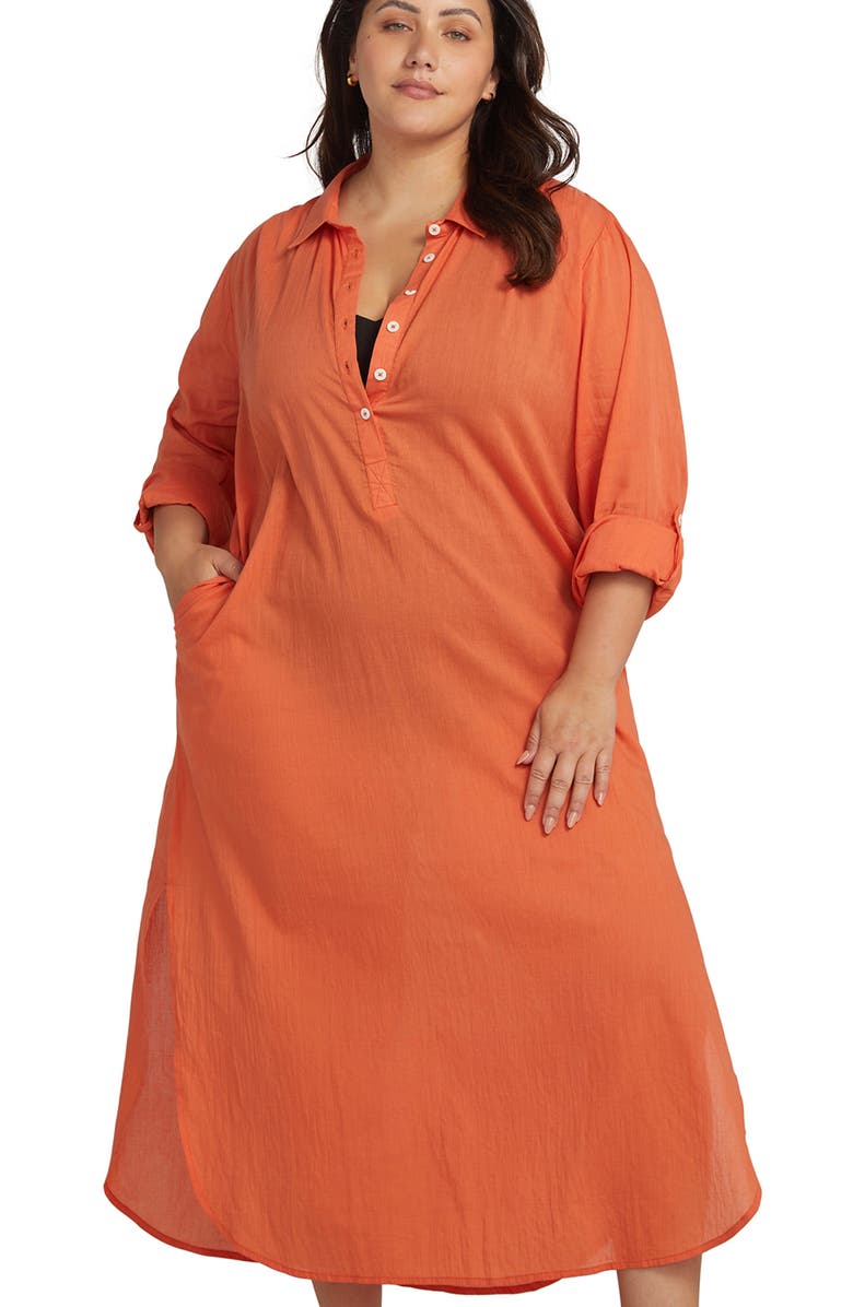 Artesands Monteverdi Long Sleeve Cotton Cover-Up Dress, Alternate, color, 