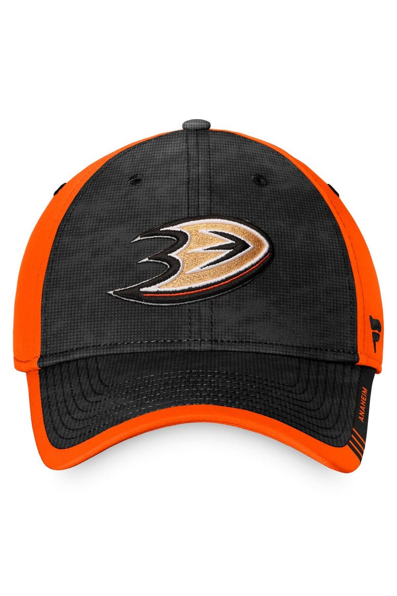 Men's Fanatics Branded Black/Orange Anaheim Ducks Authentic Pro Rink Camo Flex Hat, Alternate, color, Black