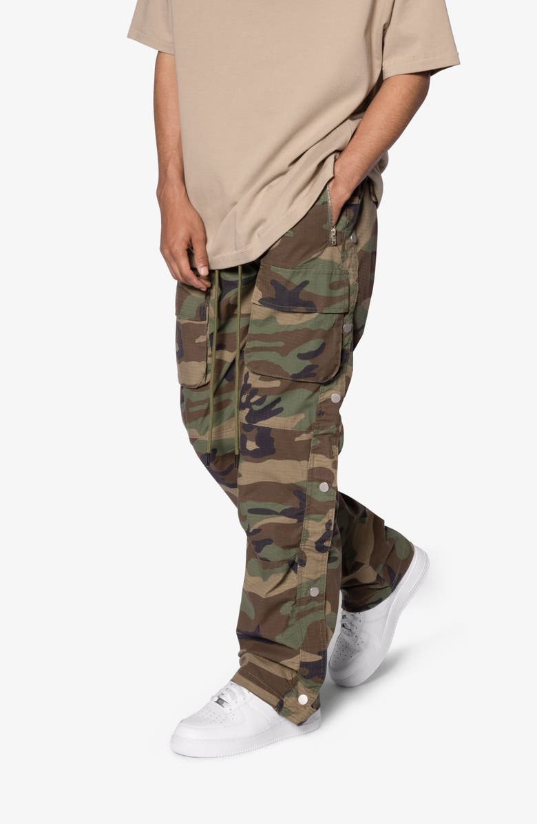 mnml Camouflage Side Snap Nylon Cargo Pants, Alternate, color,