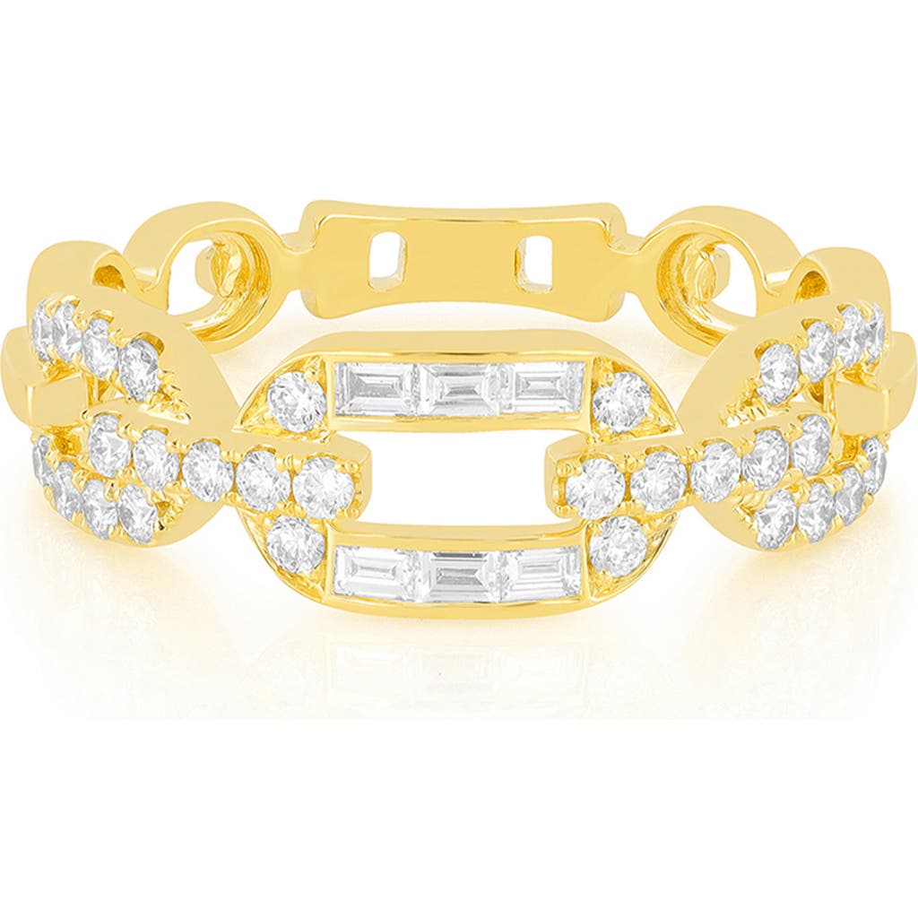 Ef Collection Graduated Chain Diamond Ring In 14k Yellow Gold