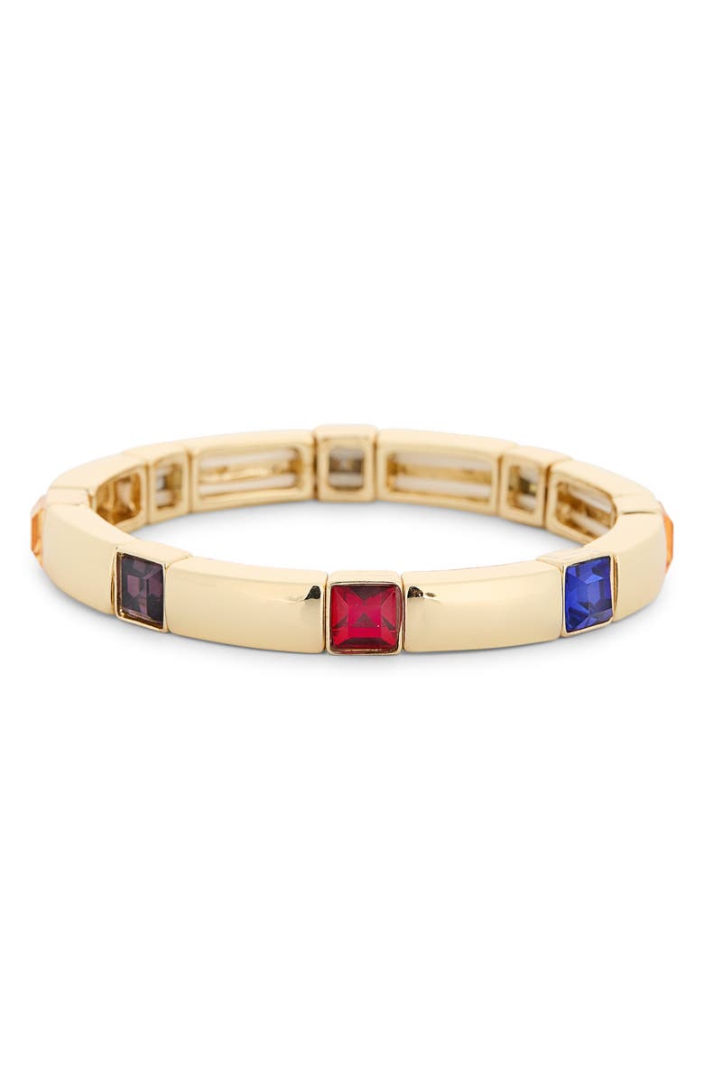 NORDSTROM RACK Mixed Crystal Stretch Bracelet, Main, color, Multi- Gold