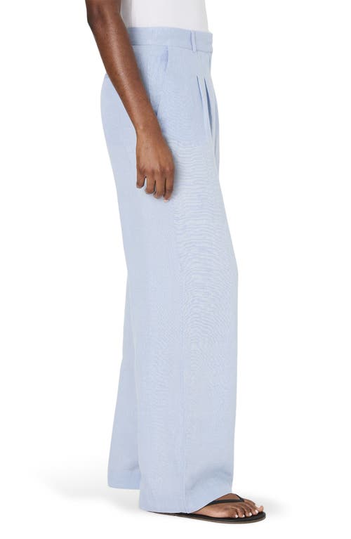 Shop French Connection Birdie Wide Leg Linen Blend Pants In Cashmere Blue