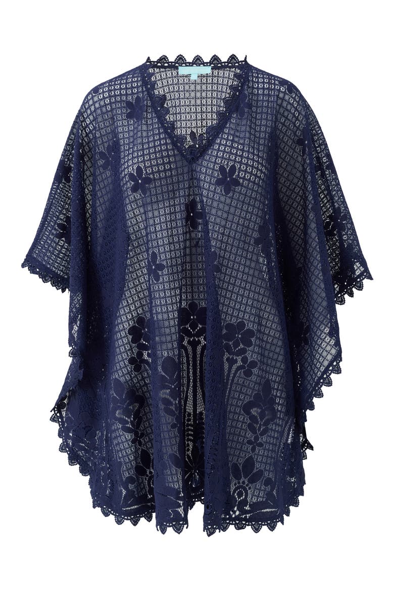Josie Open Knit Cover-Up Caftan, Alternate, color, NAVY