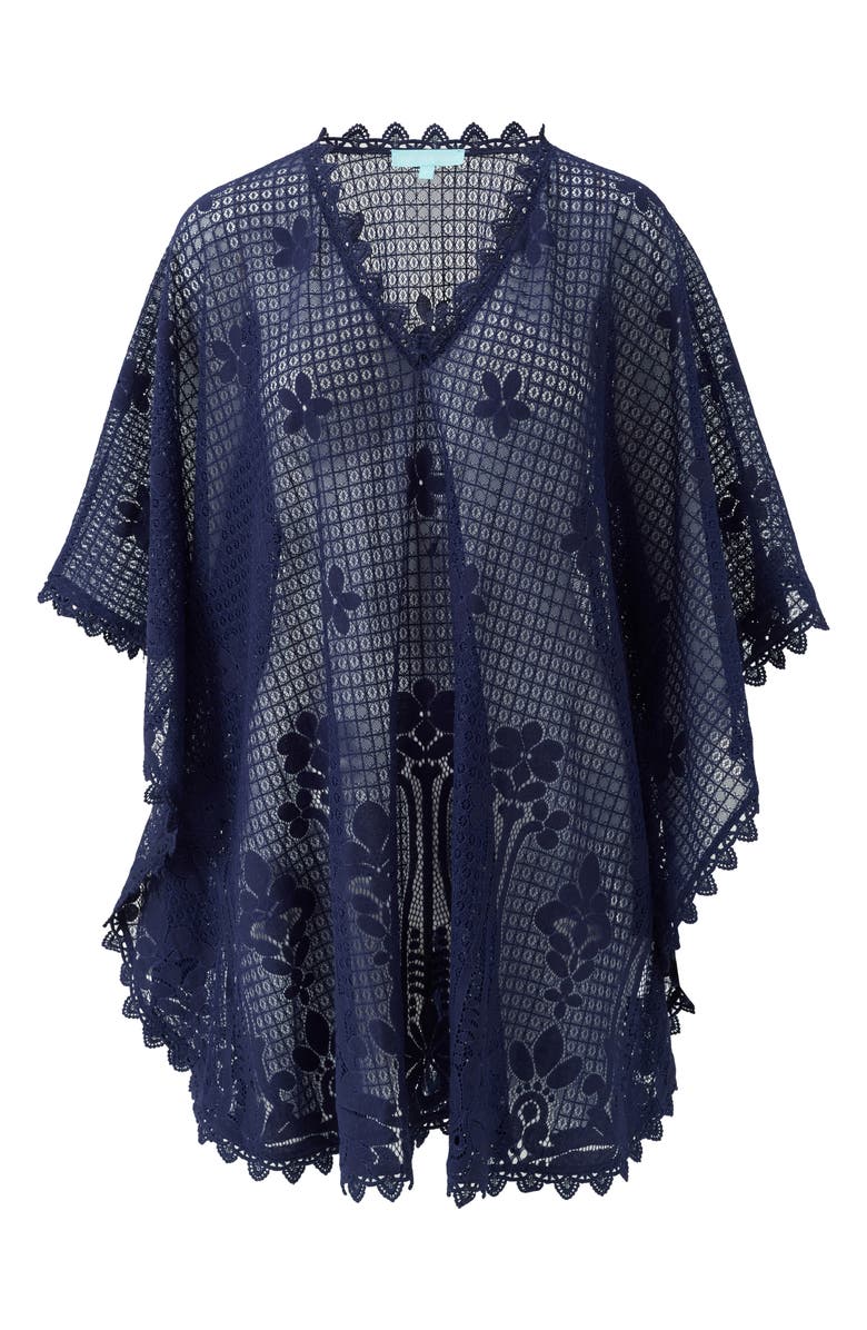 Melissa Odabash Josie Open Knit Cover-Up Caftan, Alternate, color, Navy