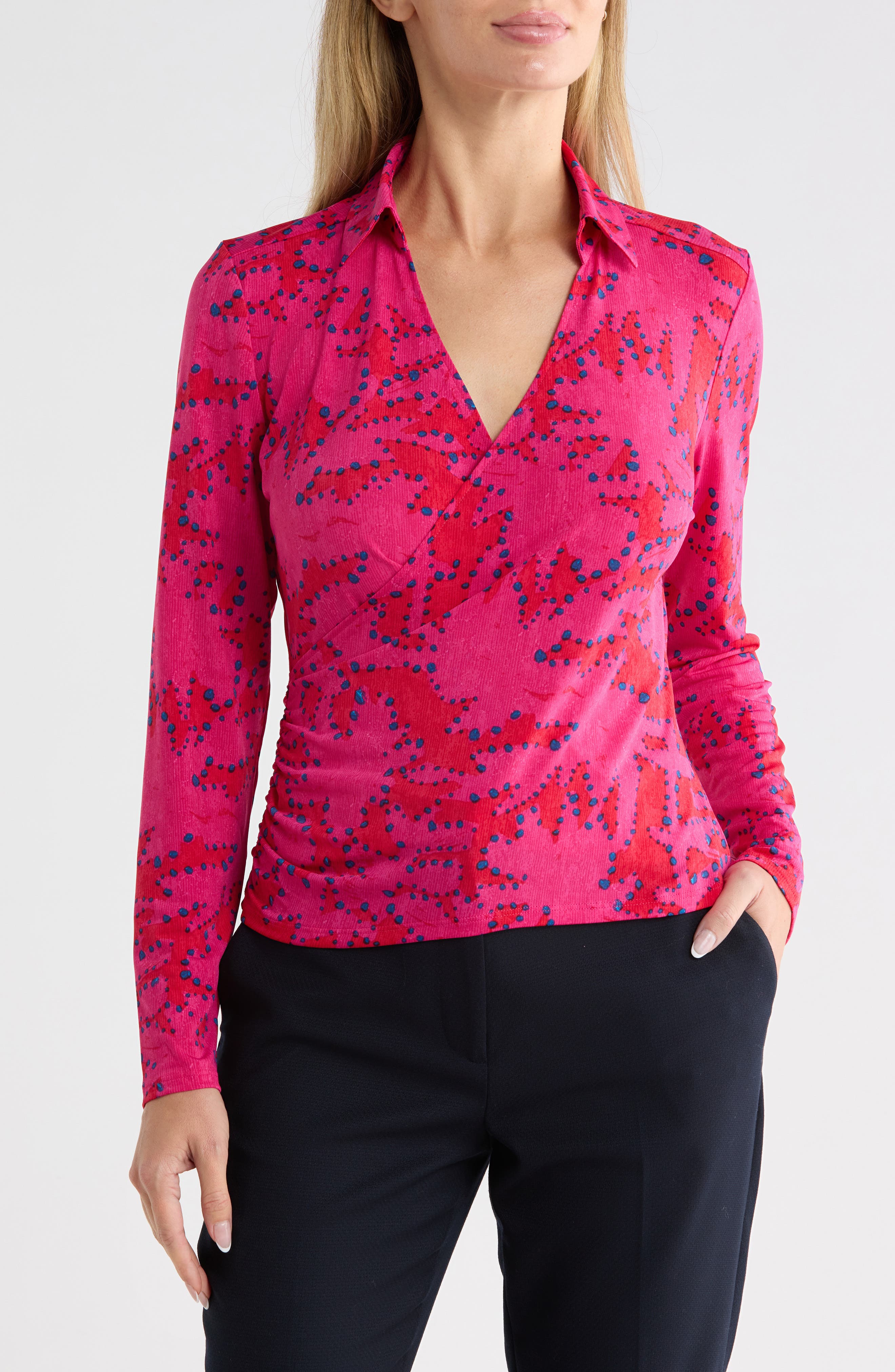 Clashy Petals Knit Wrap Top